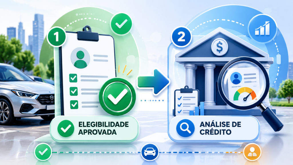 Fluxo mostrando a diferença entre aprovação no Move Brasil e análise de crédito do banco