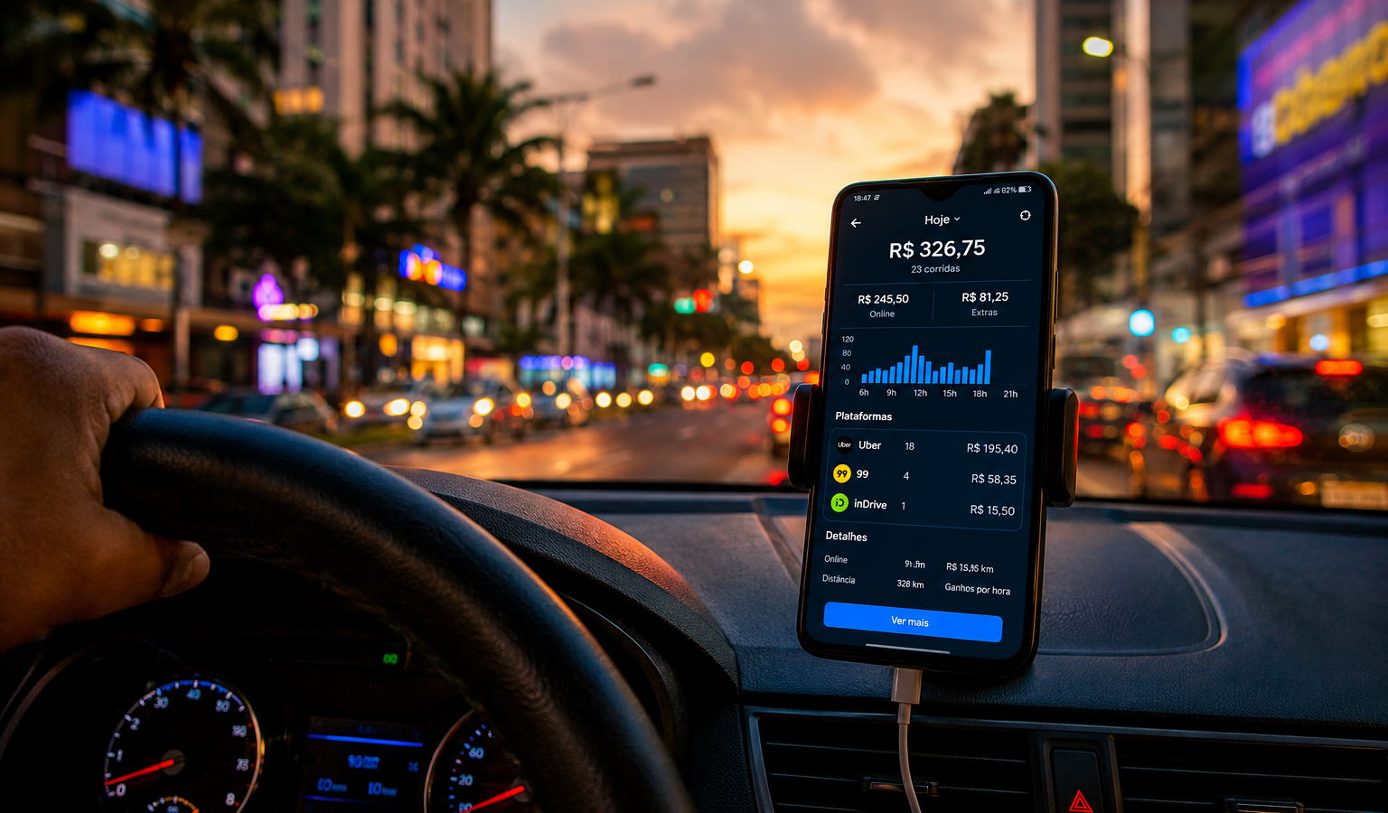 Quanto ganha um Uber em 2026? Veja o ganho líquido real por hora